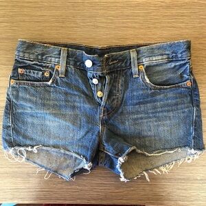 LEVI’S 501 Original Cotton Denim Cut Off Shorts Medium Dark Wash Button Fly